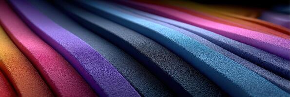 Colorful layers of textured fabric arranged in a vibrant display showcasing creativity and material design photo