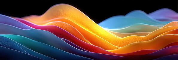 Colorful abstract waves create a dynamic visual experience with vibrant hues in a dark background setting photo