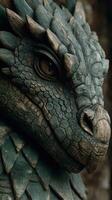 Sculpture of a dragon showcasing intricate details and textures in natural light photo