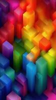 Colorful geometric shapes create a vibrant abstract design in a dynamic arrangement photo