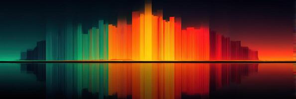 Vibrant sound wave pattern showcasing colors of music in abstract art at night photo