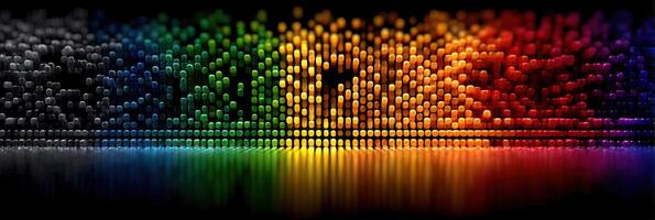 Colorful sound wave representation showcasing vibrant spectrum and intricate patterns at night photo