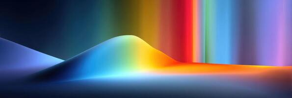 Colorful light spectrum reflecting on a smooth surface in a dimly lit environment during the evening photo