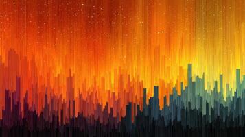Vibrant warm and cool abstract background depicting a sunset-like gradient with vertical lines photo
