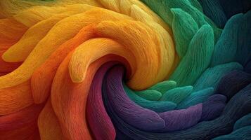 Colorful swirl of textured waves creates an abstract vibrant composition showcasing a blend of hues and tones in a captivating manner photo