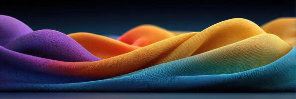 Colorful fabric waves create a stunning display of texture and hue in a well-lit studio setting during the day photo