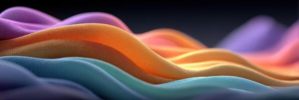 Colorful abstract waves create a vibrant and dynamic visual effect in a smooth flowing landscape photo