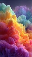 Vibrant abstract cloud formations display a rainbow of colors in a digital landscape filled with texture and depth photo
