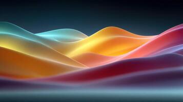 Colorful abstract waves in a fluid design with smooth gradients captured in a digital landscape photo