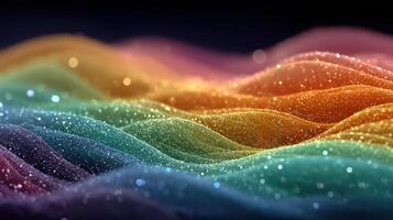 Colorful waves of light create a mesmerizing pattern in a digital visualization showcasing vibrant energy and movement photo