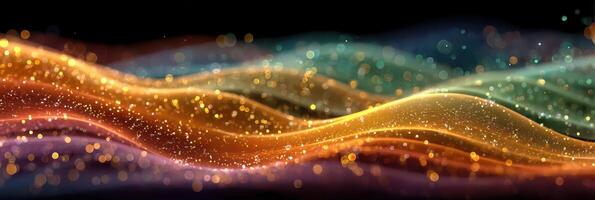 Colorful abstract waves with sparkling effects created in digital art style photo