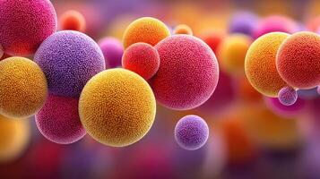 Colorful abstract representation of bacterial cells floating in a vibrant environment photo