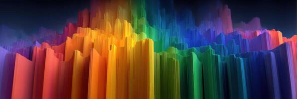 Colorful sound wave representation showcasing vibrant hues and dynamic peaks in a creative digital design photo