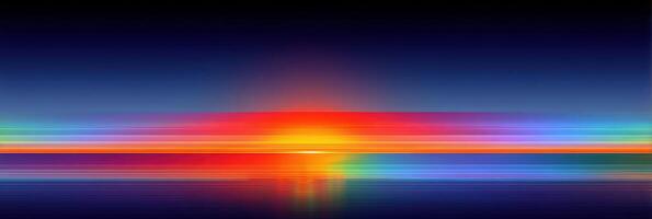Colorful sunset over a tranquil ocean reflecting vibrant hues of red, orange, and blue under a starry sky at twilight photo