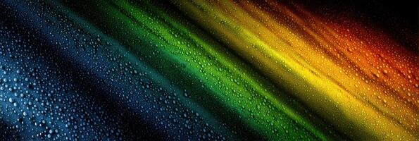 Colorful drops of water create a vibrant pattern on a smooth surface during a rainy evening photo