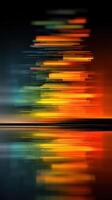 Vibrant abstract composition with flowing lines and reflections at dusk on tranquil water photo