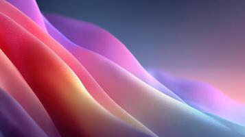 Colorful abstract waves of fabric create a beautiful gradient under soft lighting in a serene atmosphere photo