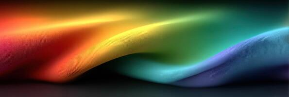 Colorful fabric waves flowing gracefully in a vibrant spectrum across a dark background photo