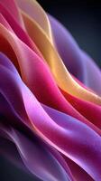 Colorful abstract waves flowing gracefully with a vibrant gradient over a dark background photo