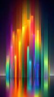 Colorful abstract light display creating dynamic patterns of brilliance at an art exhibition photo