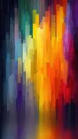 Vibrant abstract art piece with colorful vertical strokes creating a dynamic display of hues and shades at an artistic exhibition photo