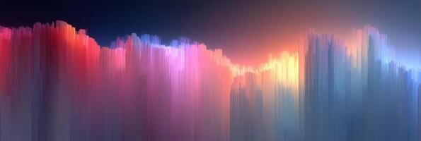 Abstract landscape artwork with vibrant colors and layered textures showcasing a stunning blend of hues at dawn photo
