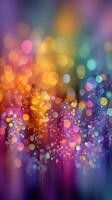 Colorful bokeh lights create a vibrant atmosphere at the evening celebration in a scenic outdoor setting photo