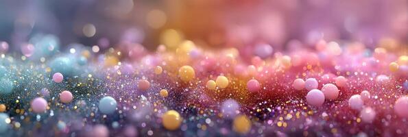 Colorful bokeh effect with shimmering particles in a dreamy setting during twilight photo