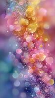 Colorful abstract design featuring vibrant bokeh lights in soft focus against a smooth gradient background photo