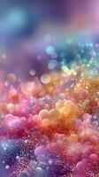 Colorful abstract background with bubbles and light reflections creating a dreamy atmosphere in soft pastel tones photo