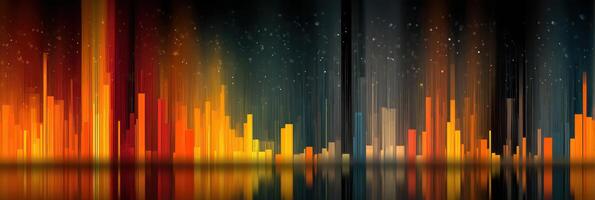 Colorful digital soundwave pattern representing sound frequencies in vibrant tones during nighttime photo