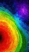Vivid abstract pattern with rainbow colors and circular dots creating a cosmic feel photo