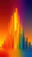 Colorful abstract skyline at sunset with vibrant gradient and silhouette effect photo