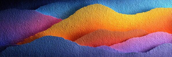 Colorful layered mountains create a vibrant landscape in abstract art showcasing various shades and textures photo
