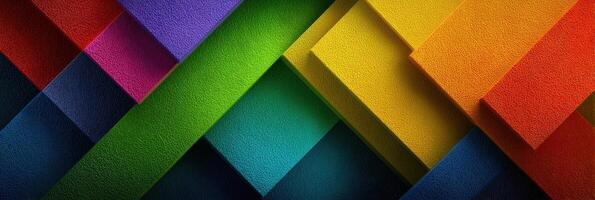 Vibrant arrangement of colorful textured foam sheets in a creative display of geometric patterns photo