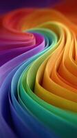 Colorful wave of paper strips flowing smoothly in vibrant spectrum of hues showcasing creativity and art photo