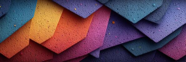 Vibrant layers of textured materials arranged in an artistic composition highlighting colors and geometric forms photo