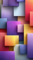 Colorful layered paper textures create an abstract composition with vibrant shapes and soft shadows photo
