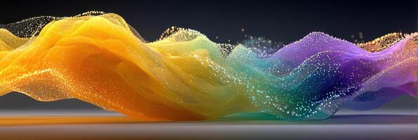 Colorful abstract wave created with digital techniques showcasing vibrant hues and dynamic patterns photo