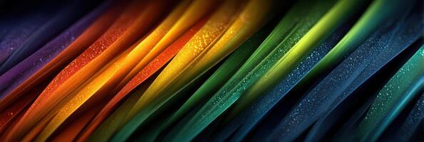 Colorful waves of fabric with water droplets create a vibrant display in an artistic setting photo