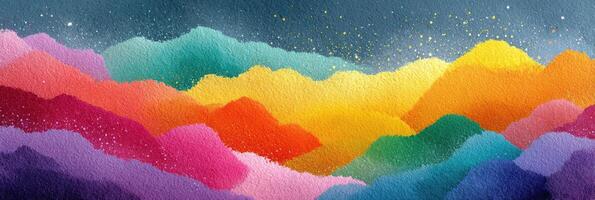 Colorful abstract landscape with mountains and vibrant hues inspiring creativity and calm photo