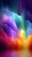 Colorful abstract landscape with vibrant hues in swirling patterns at twilight photo