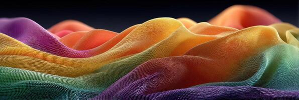 Colorful fabric waves resemble vibrant hills in a soft gradient under soft light photo