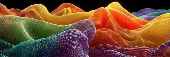 Colorful abstract waves display vibrant hues and dynamic patterns in a digital landscape design photo