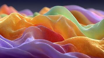 Colorful waves of flowing fabric create vibrant textures in a harmonious blend of hues photo