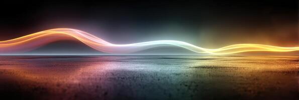 Colorful light trails create dynamic abstract design in a dark setting at night photo