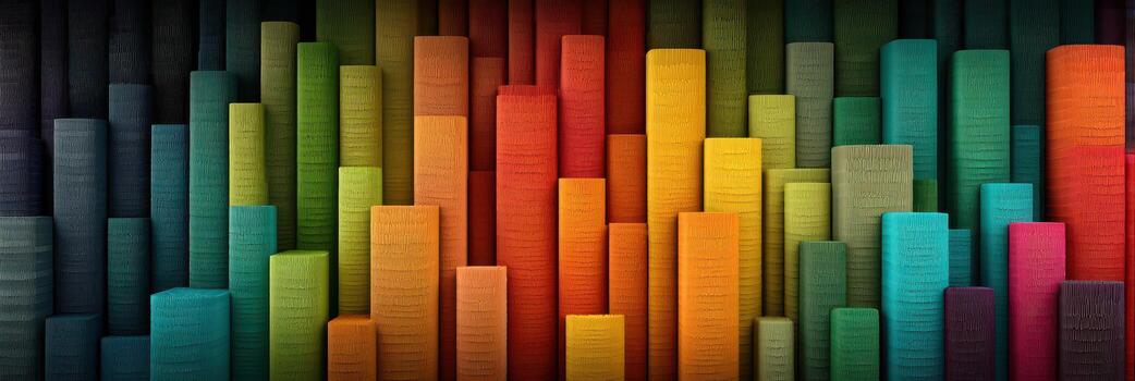 Colorful vertical blocks arranged in a vibrant pattern against a black background photo