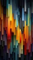 Vibrant abstract artwork with vertical strips of color exhibiting a dynamic interplay of hues and textures photo
