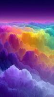 Colorful digital landscape with vibrant clouds and abstract formations at dusk photo