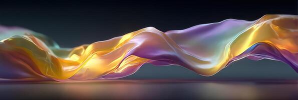 Colorful flowing fabric in a softly lit environment showcasing delicate waves and light reflections photo